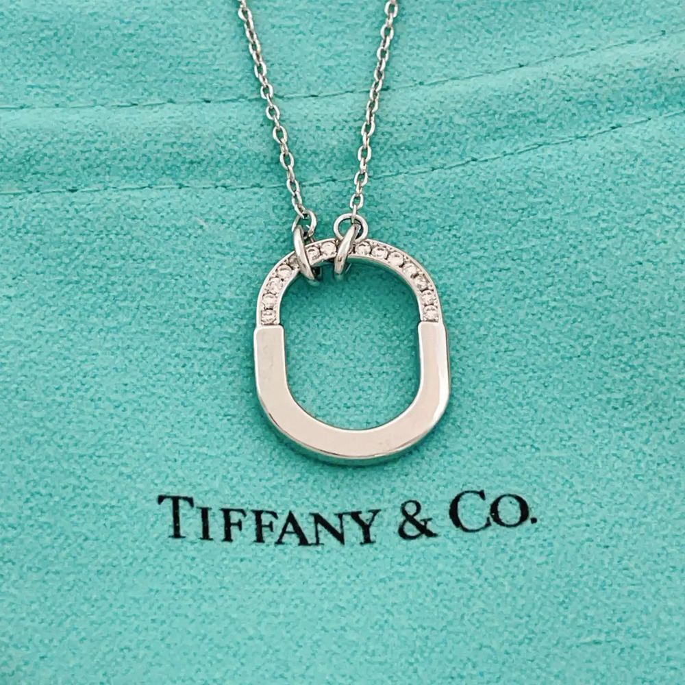 Tiffany & Co. Silver Half-Diamond U-Lock Necklace